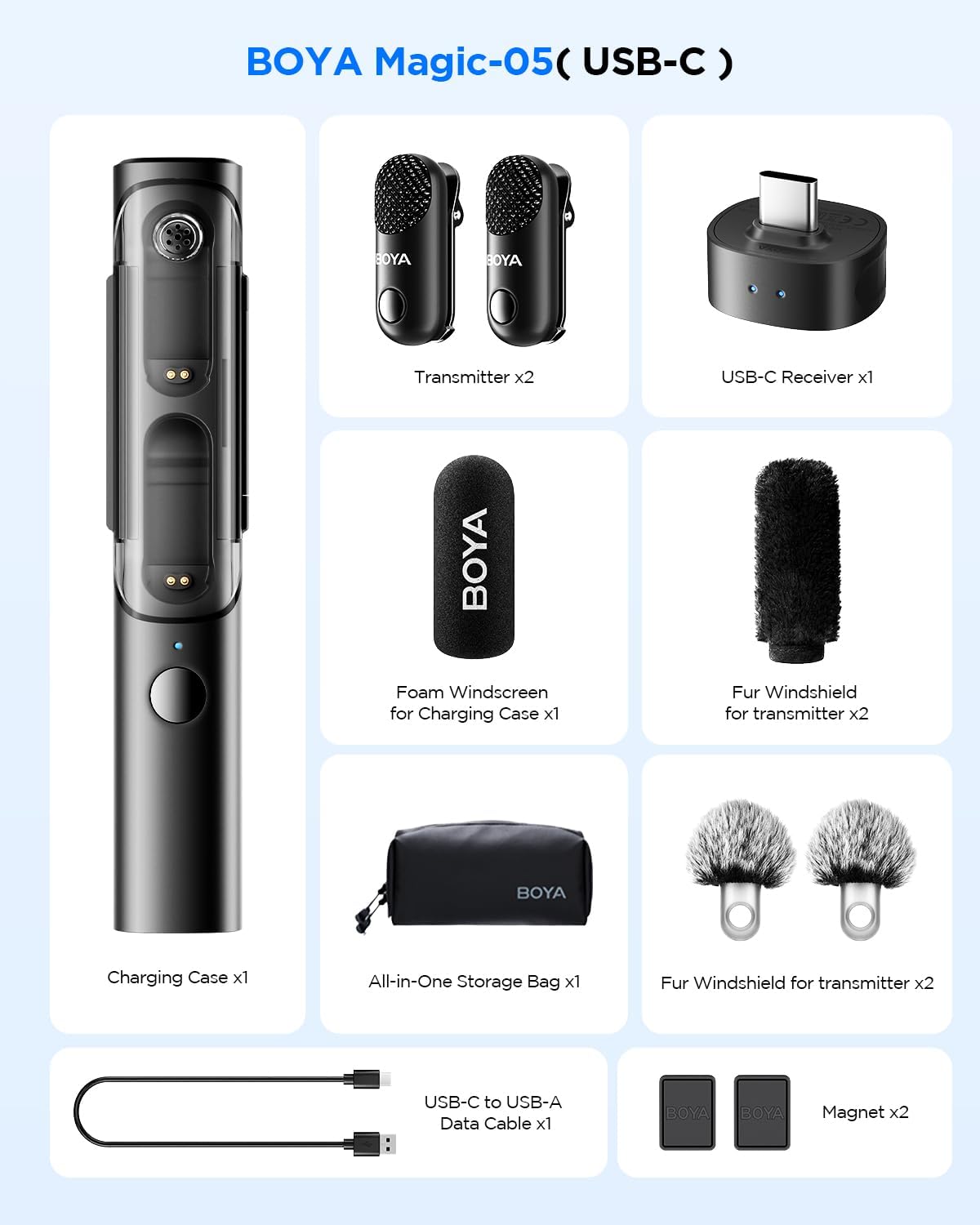 BOYA Magic (Type‑C) – AI‑Powered 4‑in‑1 Mini Wireless Microphone