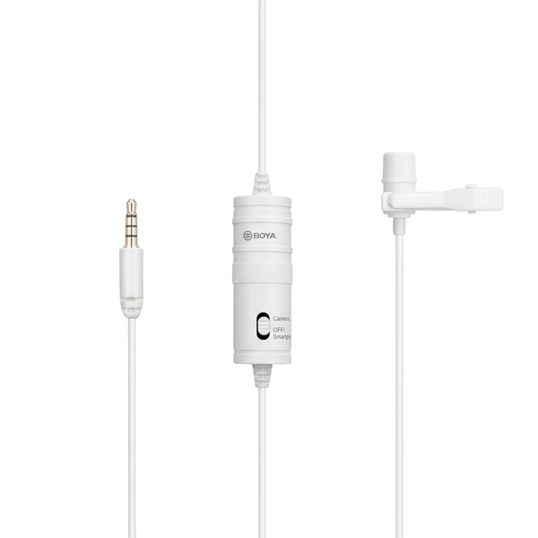 BOYA BY-M1 Omnidirectional Lavalier Microphone, White