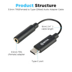 BOYA BY-K4 USB-C to 3.5mm TRS Microphone Adapter