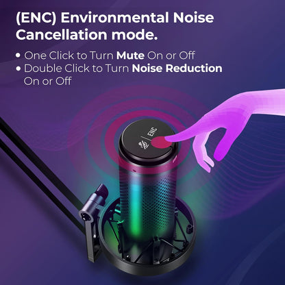 BOYA K9 RGB Gaming Condenser Mic Kit with Pop Filter, Shock Mount, Cover & USB-C Cable – Ideal Podcast Mic Set for Podcasting, Streaming and Gaming (Black)