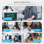 Collage of people using technology in various settings with text indicating use cases.