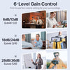 6-Level Gain Control feature with scenarios for different volume settings.