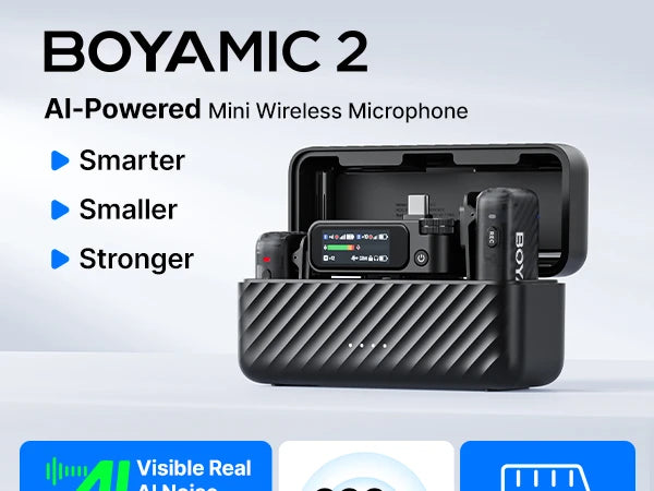 BOYA BOYAMIC 2 Wireless Mic – AI Noise Cancelling & 32-Bit Audio