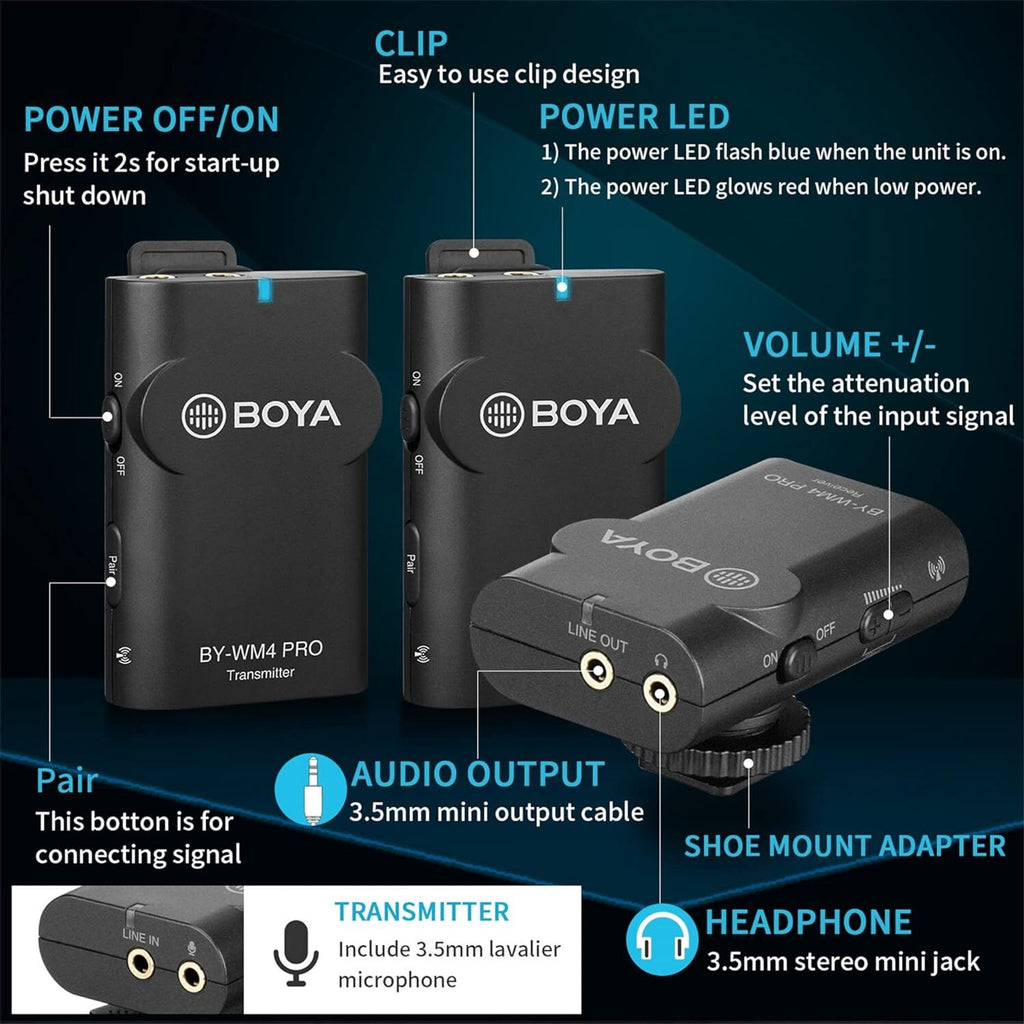 BY-WM4 Pro-K2 Dual 3.5mm 2.4G Wireless Mic
