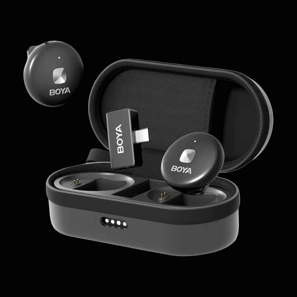 Black electronic device with 'Boya' branding on a white background