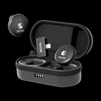 Black electronic device with 'Boya' branding on a white background