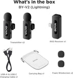 BOYA BY-V2 wireless microphone transmitter on a white background for iphone/ipad